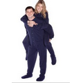 Unisex Jersey Knit Footed Pajamas w/ Snap Closure (Navy)